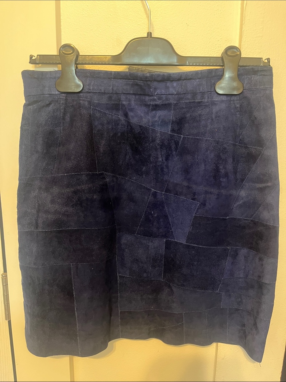 Vintage Women's Navy Patchwork Suede Mini Skirt